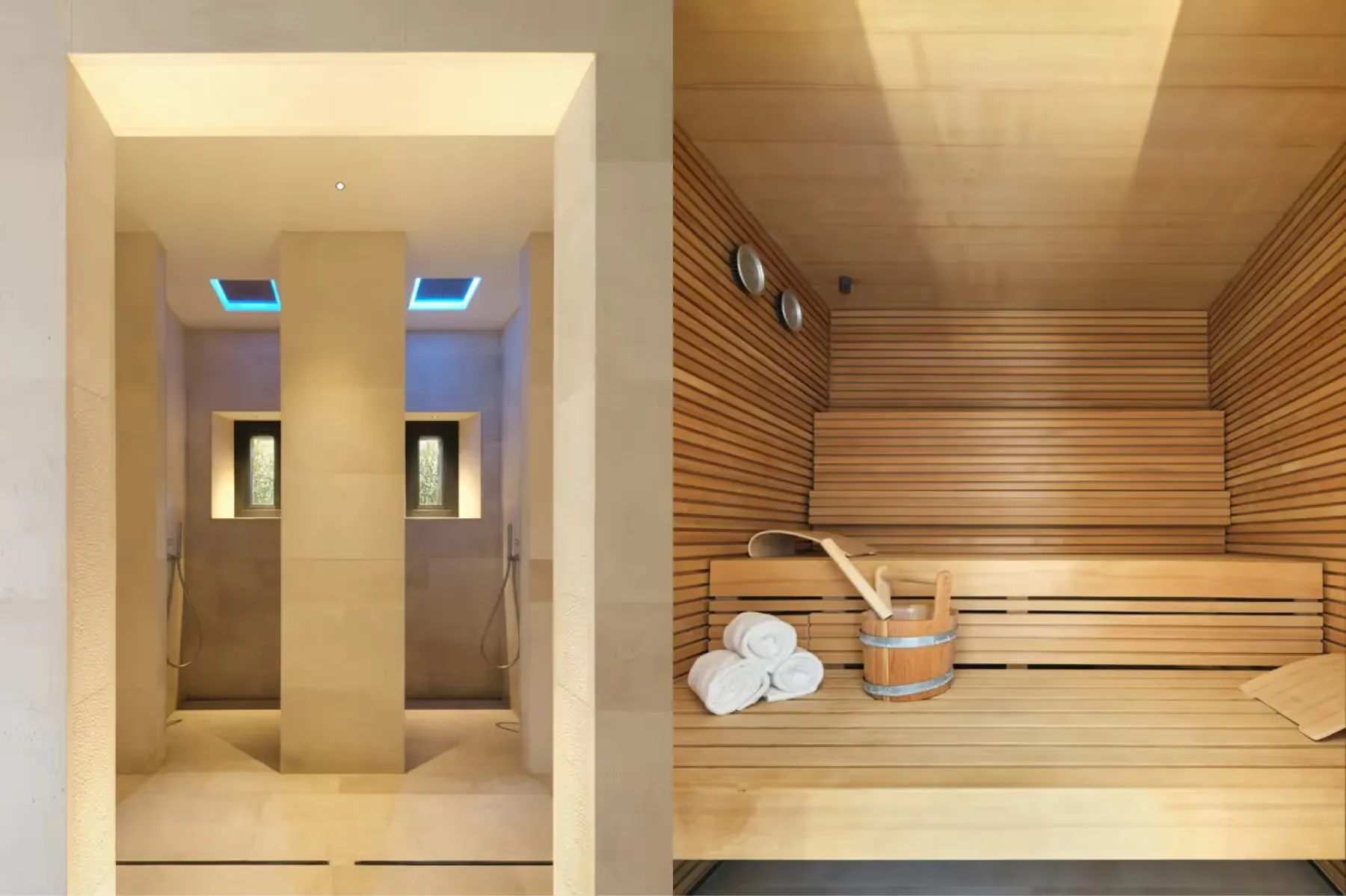 Spa wellness area with treatment beds and calming interior